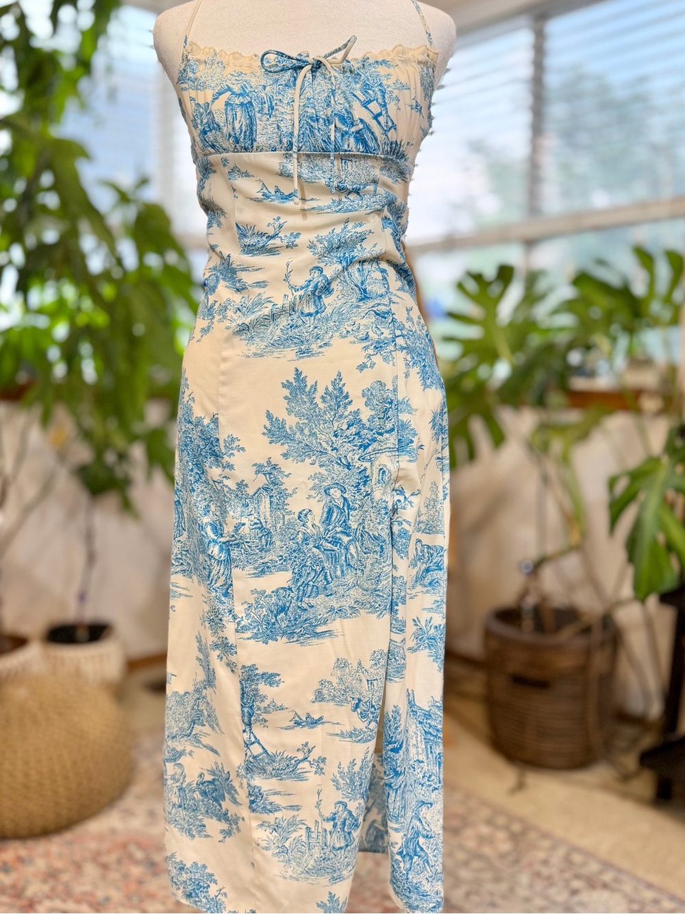RARE Urban Outfitters April Toile Midi Slip Dress Euro Summer Sundress RUSH S - Picture 2 of 16